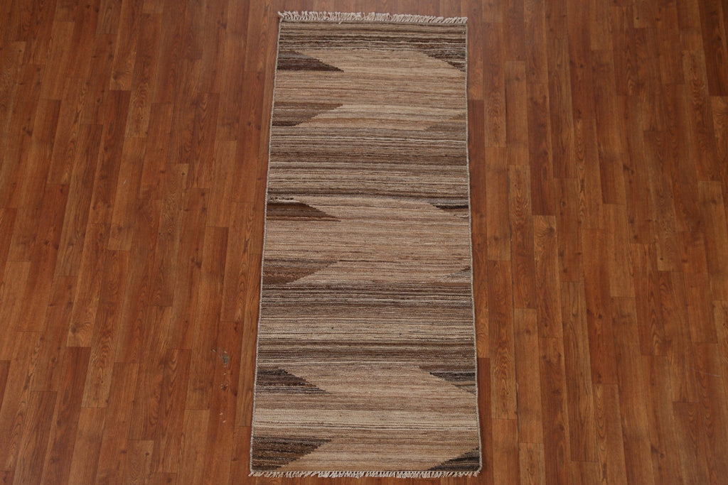 Earth Tone Kilim Wool Runner Rug 2x6