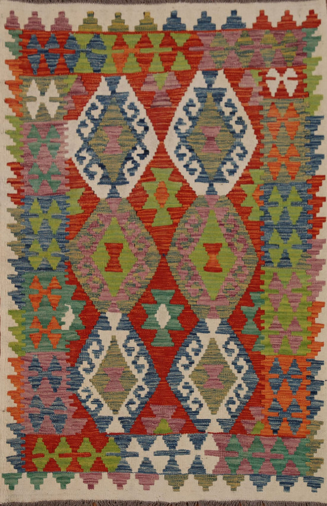 All-Over Geometric Kilim Oriental Area Rug 3x5