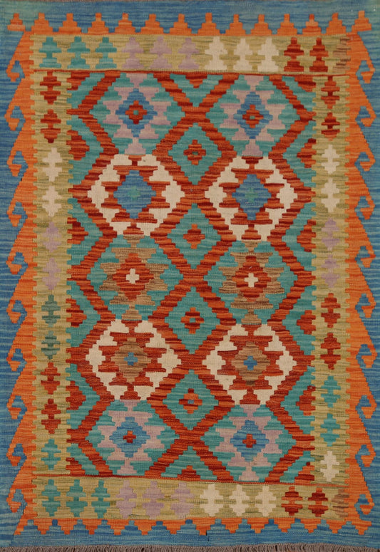 Hand-Woven Wool Kilim Oriental Area Rug 3x5