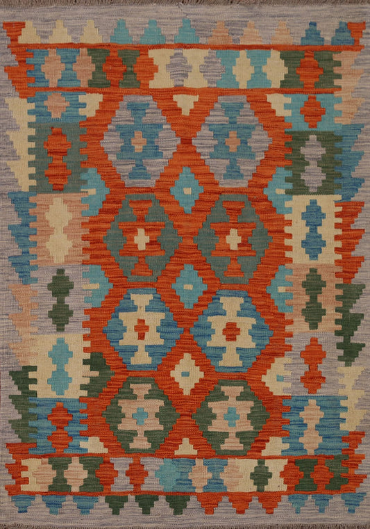 Orange Wool Kilim Oriental Area Rug 3x5