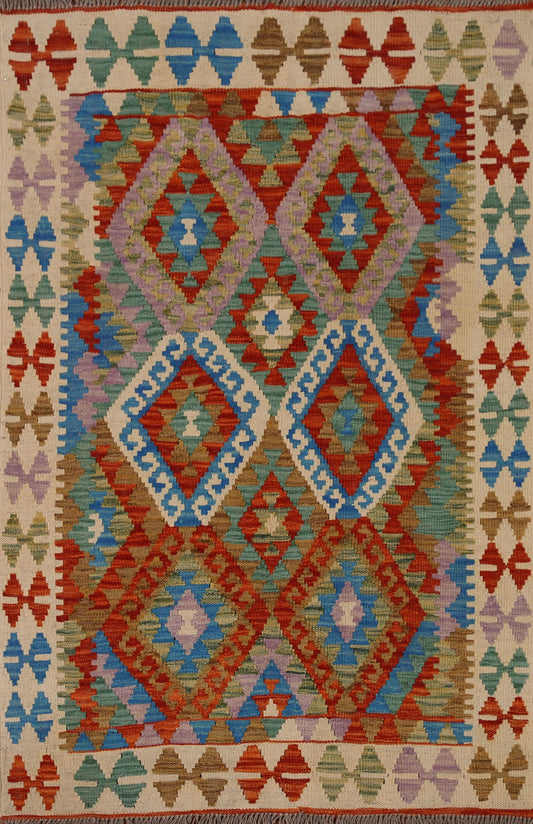 All-Over Kilim Geometric Area Rug 3x5