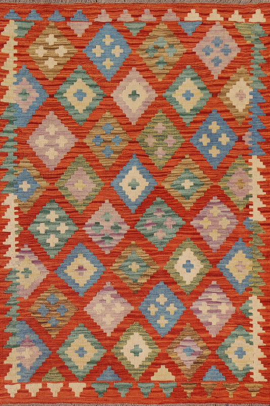 Geometric Kilim Oriental Wool Rug 3x5