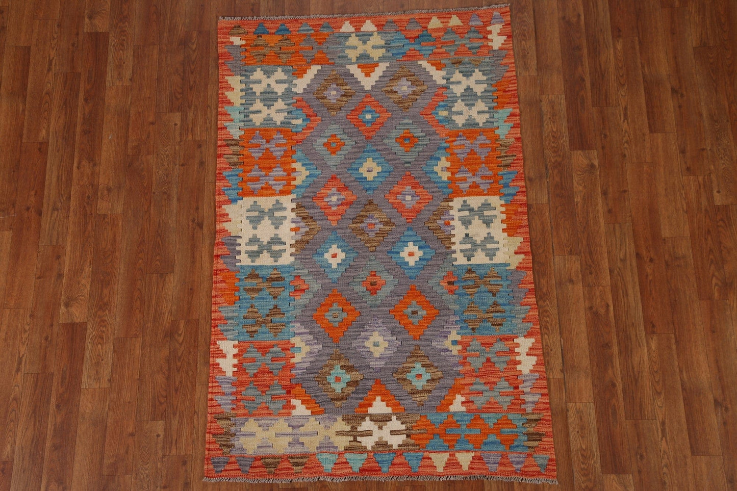 All-Over Geometric Kilim Wool Area Rug 3x5