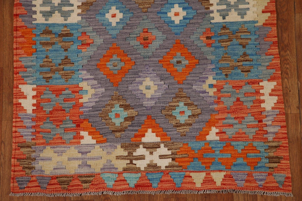 All-Over Geometric Kilim Wool Area Rug 3x5