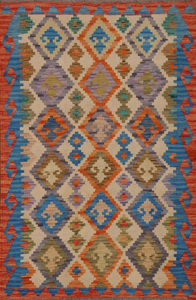 Geometric Kilim Wool Area Rug 3x5