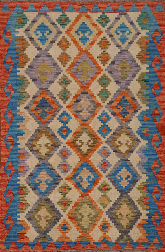 Geometric Kilim Wool Area Rug 3x5