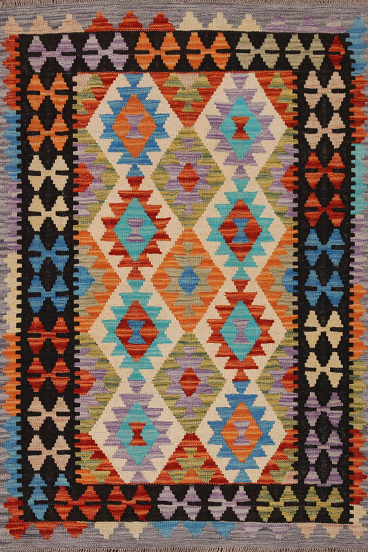 Colorful Reversible Kilim Oriental Area Rug 3x5