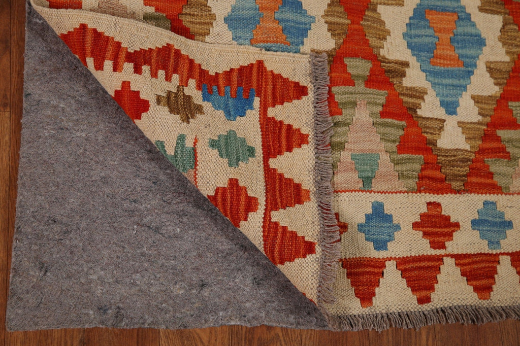 Orange Kilim Wool Area Rug 3x5