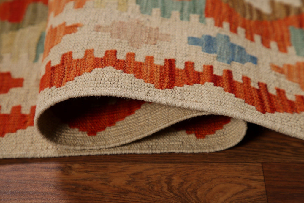 Orange Kilim Wool Area Rug 3x5