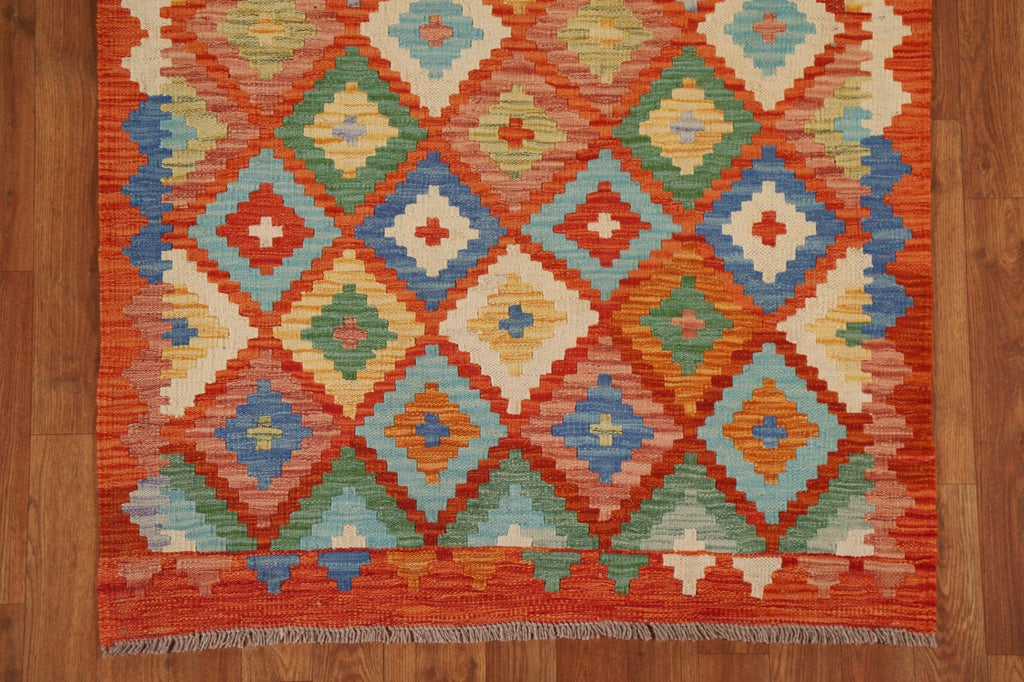 Orange Kilim Geometric Area Rug 3x5