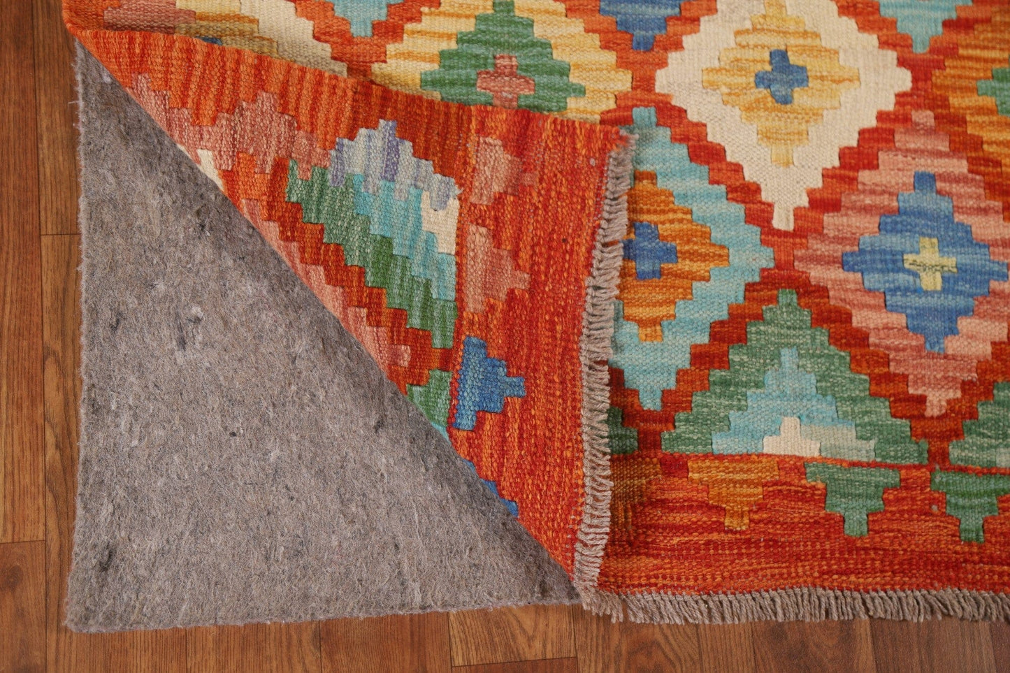 Orange Kilim Geometric Area Rug 3x5