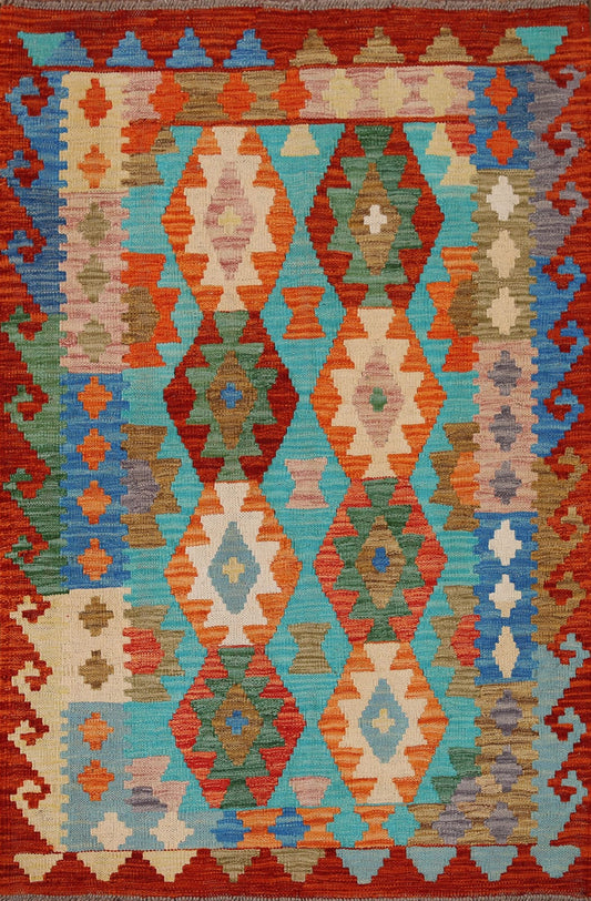 Turquoise Kilim Oriental Area Rug 3x5