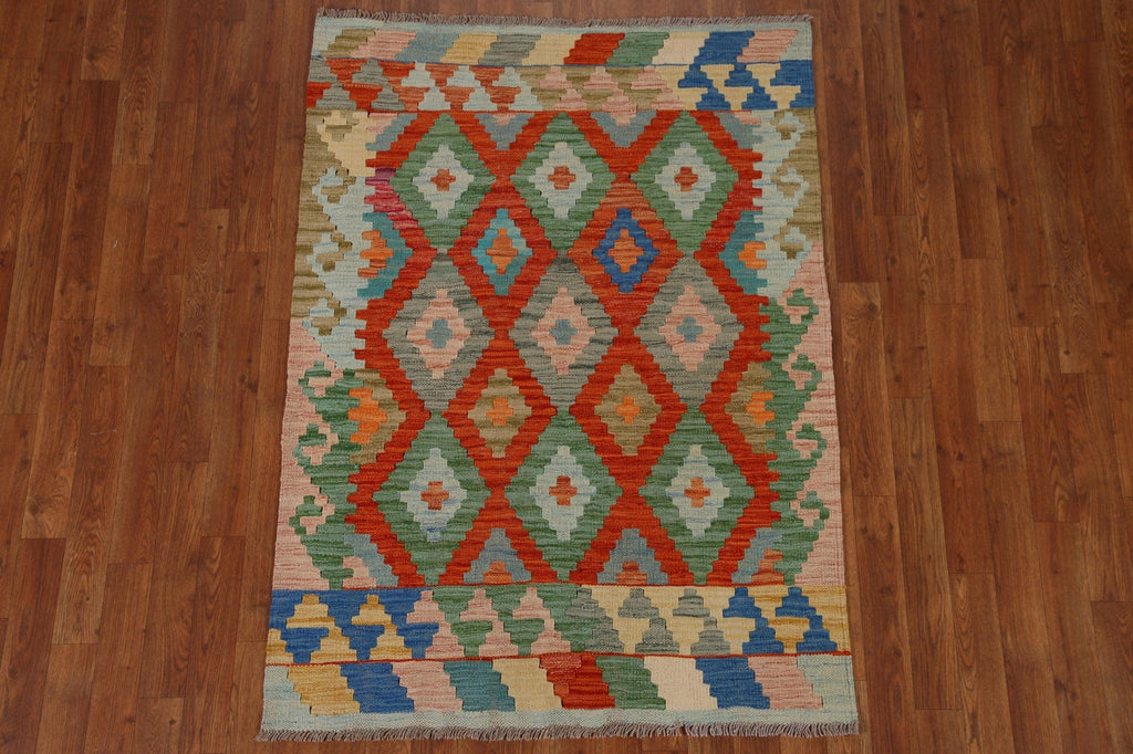 Geometric Kilim Oriental Area Rug 4x5