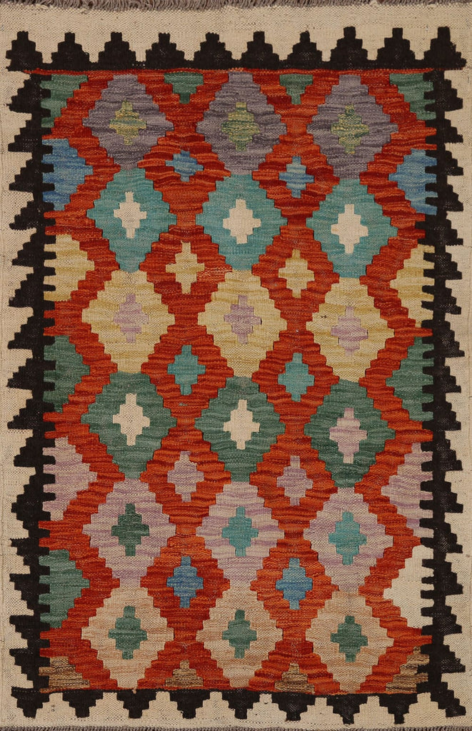 Reversible Wool Kilim Oriental Area Rug 3x4