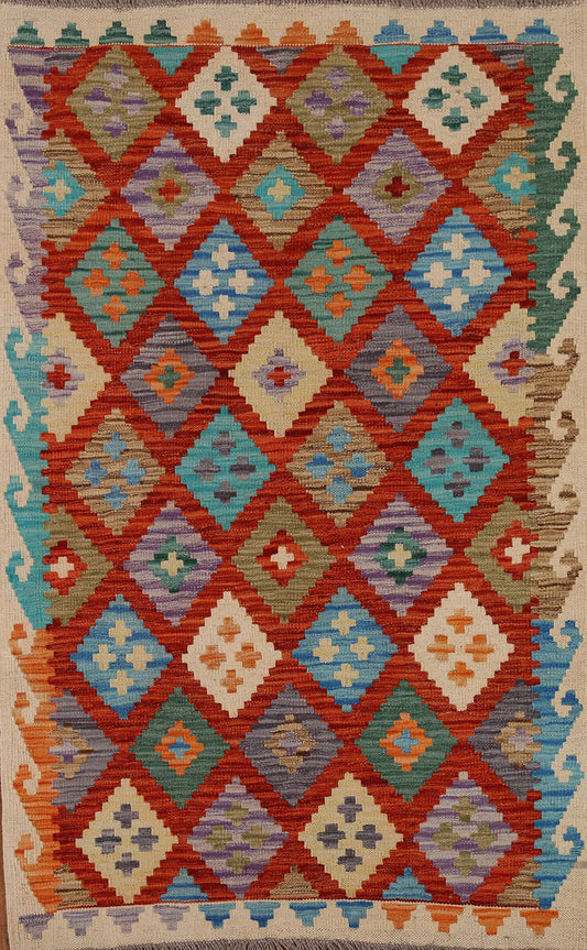 All-Over Kilim Geometric Area Rug 3x5