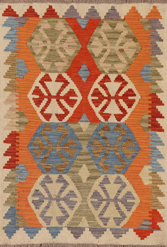 Reversible Wool Kilim Oriental Rug 3x4