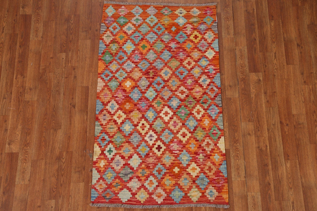 All-Over Geometric Kilim Reversible Wool Rug 3x5