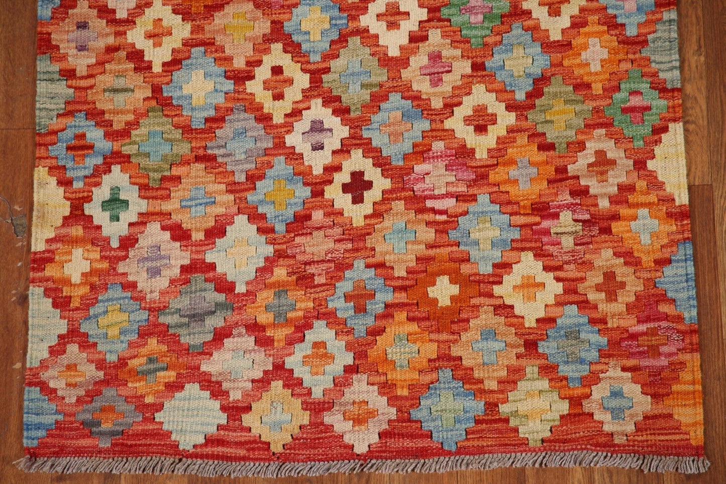 All-Over Geometric Kilim Reversible Wool Rug 3x5