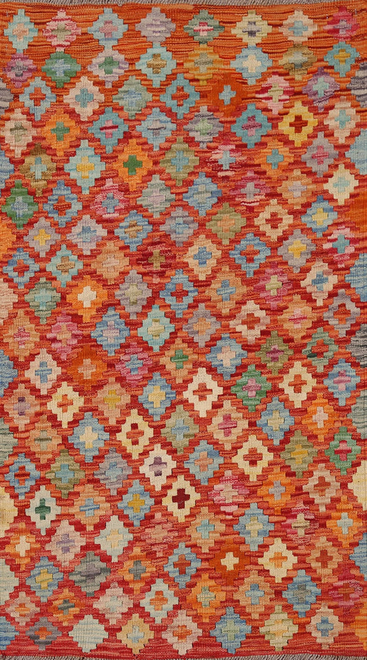 All-Over Geometric Kilim Reversible Wool Rug 3x5