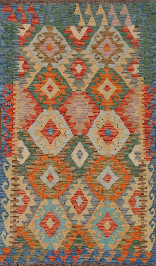 Geometric Kilim Oriental Wool Rug 3x5