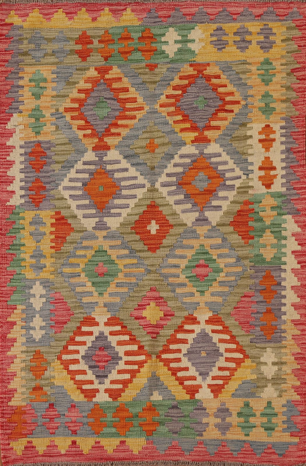 Multi-Color Kilim Geometric Area Rug 3x5