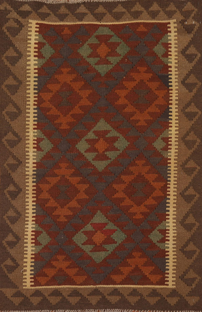 Hand-Woven Wool Kilim Oriental Area Rug 3x5