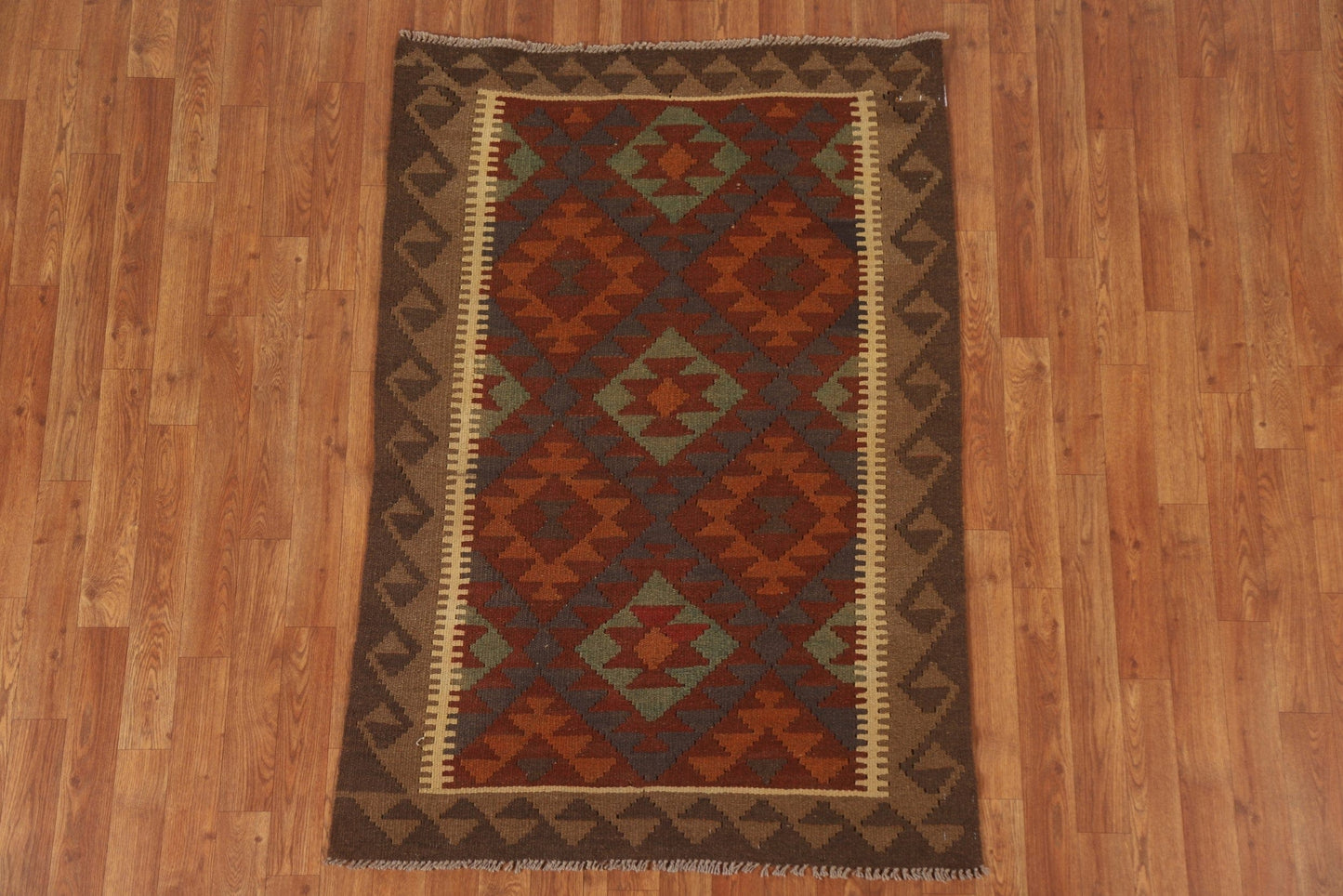 Hand-Woven Wool Kilim Oriental Area Rug 3x5