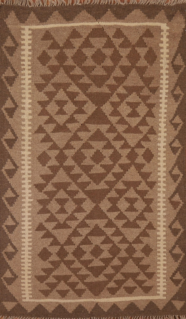 Brown Geometric Kilim Oriental Area Rug 3x5