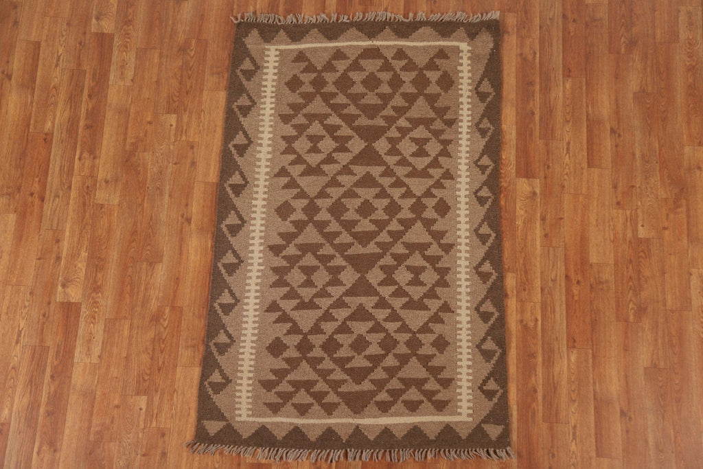 Brown Geometric Kilim Oriental Area Rug 3x5