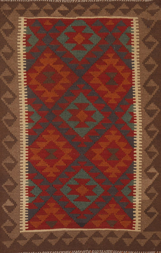 Geometric Kilim Wool Area Rug 3x5