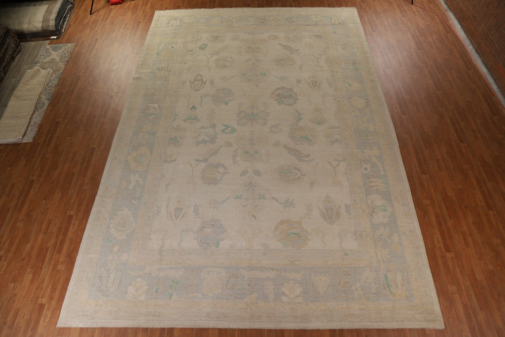 Floral Oushak Vegetable Dye Large Rug 12x18