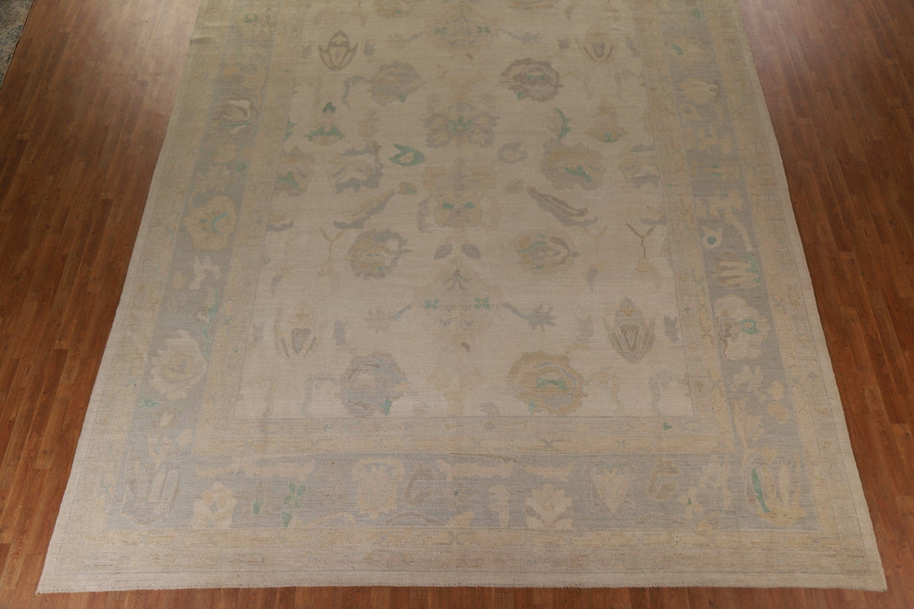 Floral Oushak Vegetable Dye Large Rug 12x18