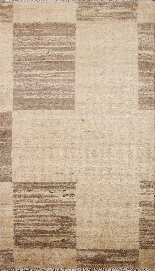 Earth Tone Modern Gabbeh Wool Area Rug 2x3