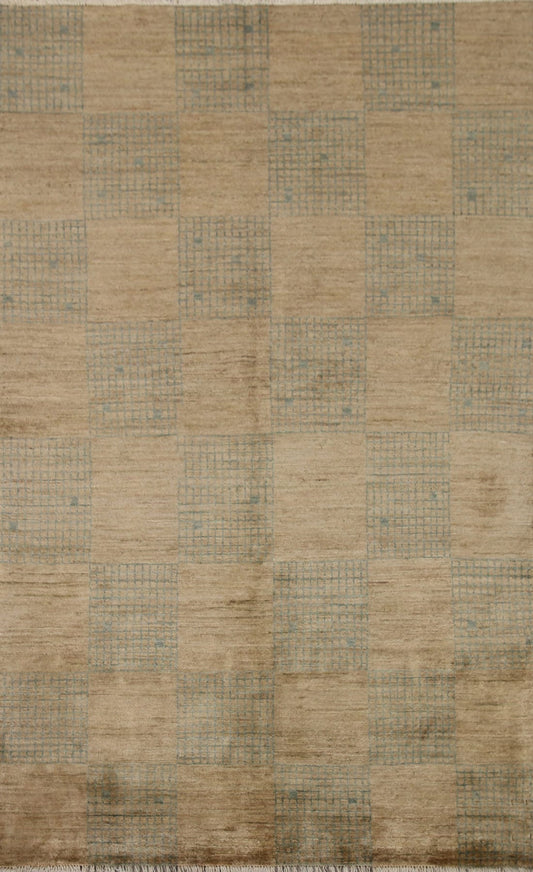 Checkered Modern Gabbeh Wool Area Rug 4x6