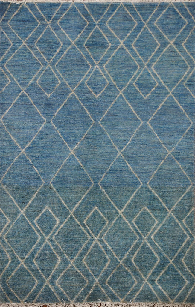 Blue Modern Gabbeh Wool Area Rug 3x5