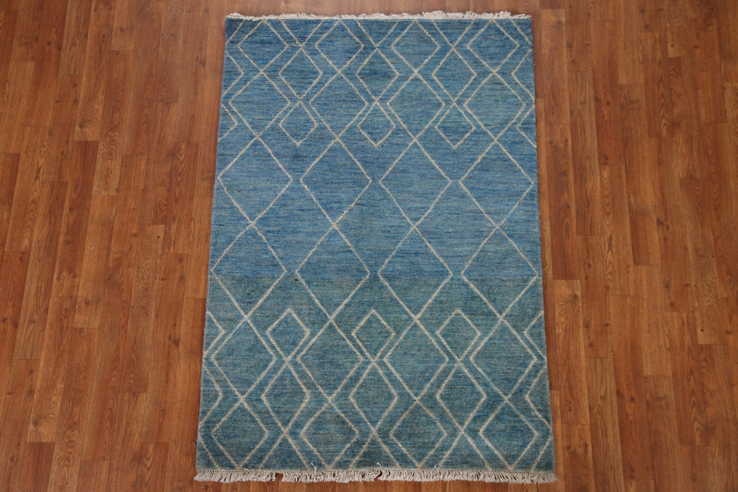 Blue Modern Gabbeh Wool Area Rug 3x5