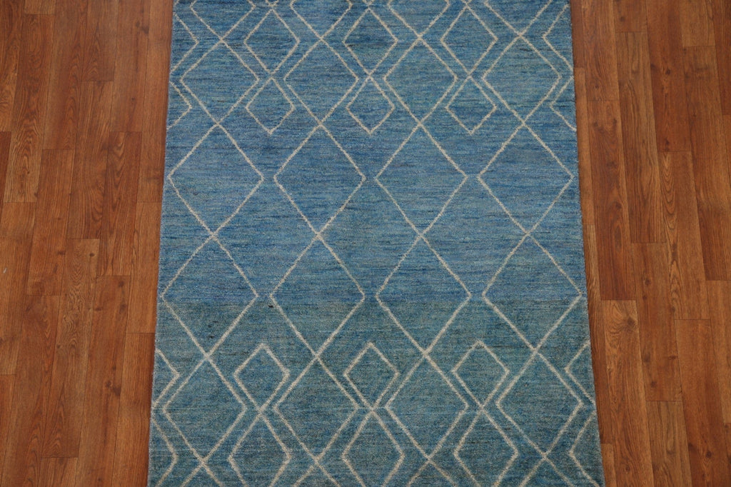 Blue Modern Gabbeh Wool Area Rug 3x5