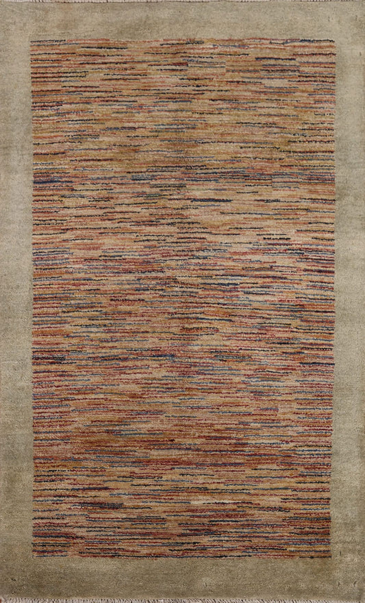 Modern Gabbeh Striped Wool Rug 3x4