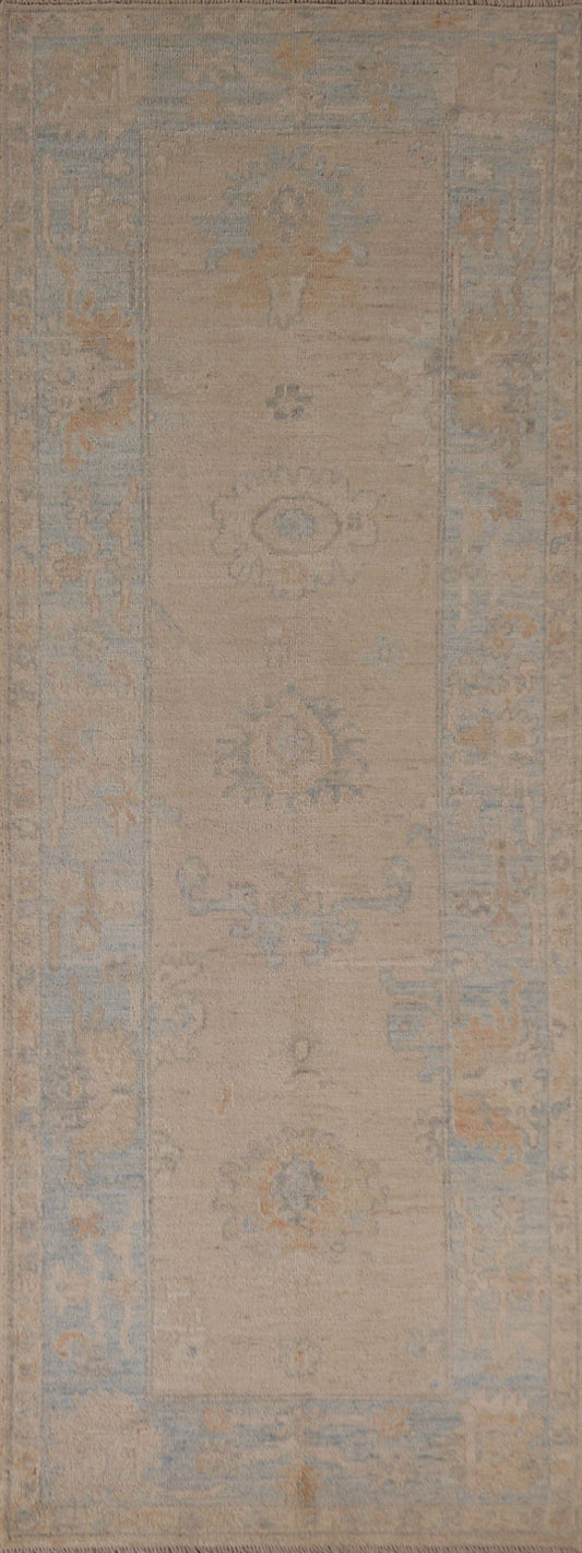 Vegetable Dye Oushak Oriental Runner Rug 3x9