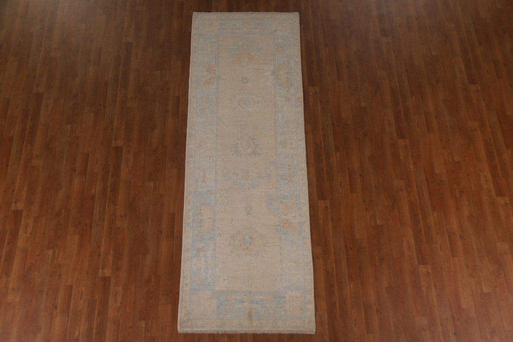 Vegetable Dye Oushak Oriental Runner Rug 3x9