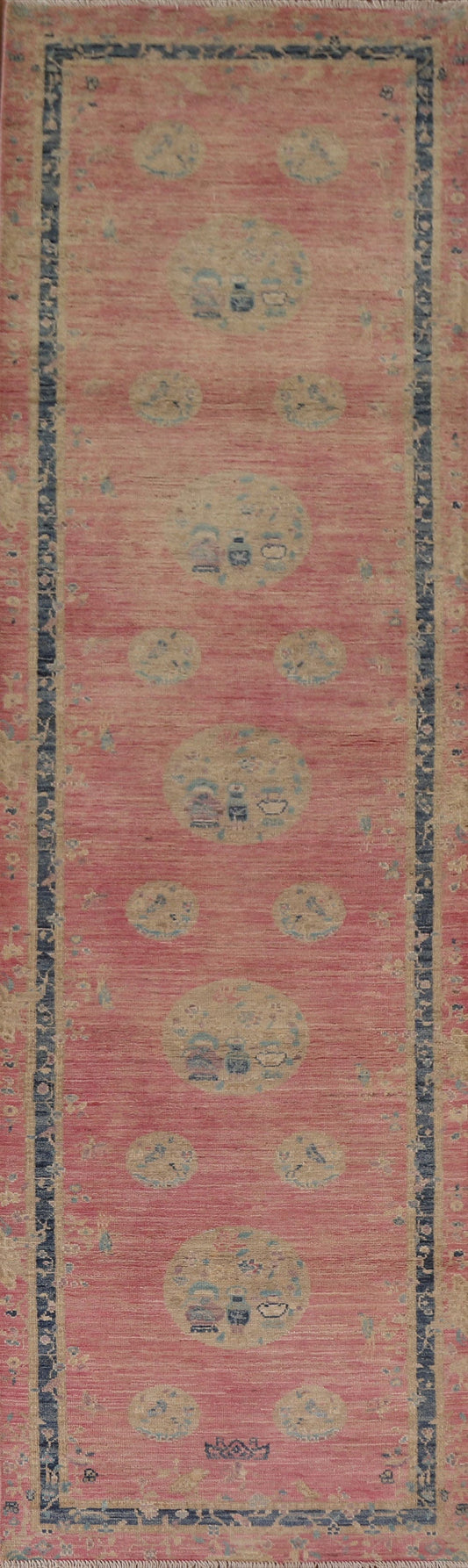 Vegetable Dye Oushak Turkish Runner Rug 3x12