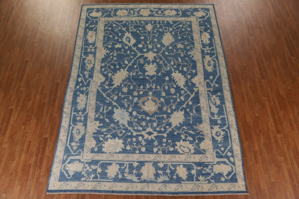 Blue Oushak Vegetable Dye Area Rug 9x12