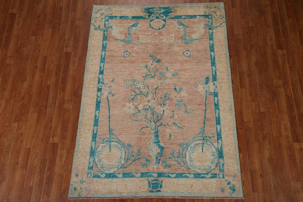 Vegetable Dye Oushak Oriental Area Rug 5x7