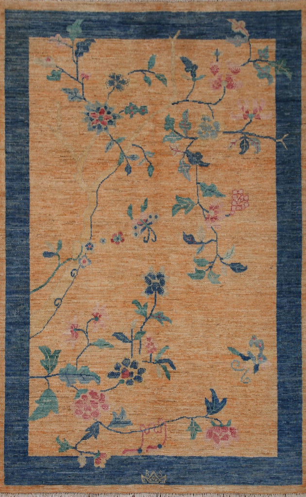 Floral Oushak Vegetable Dye Area Rug 5x7