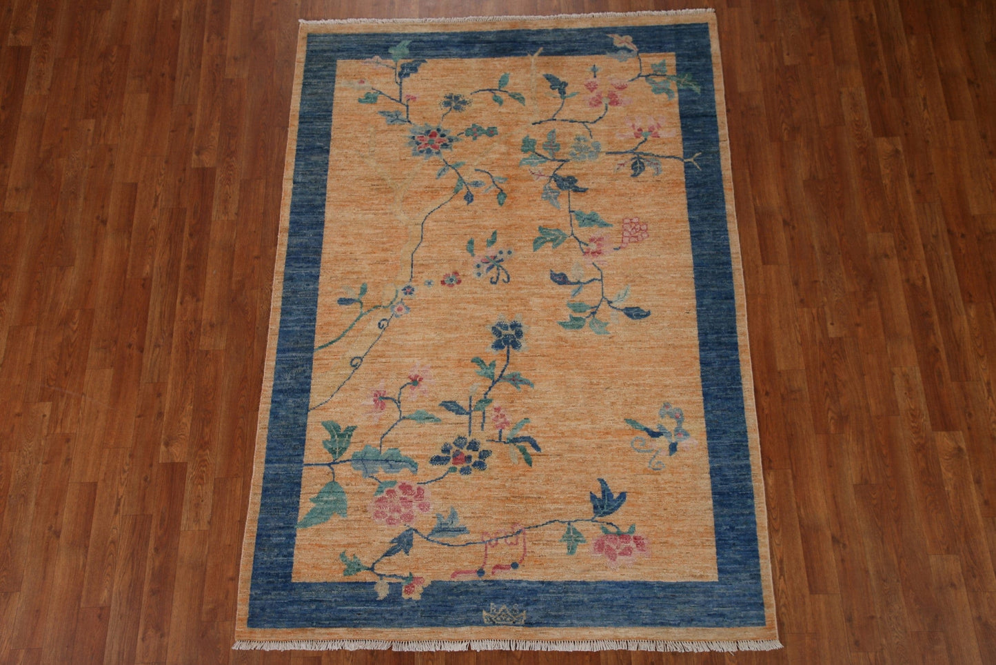 Floral Oushak Vegetable Dye Area Rug 5x7