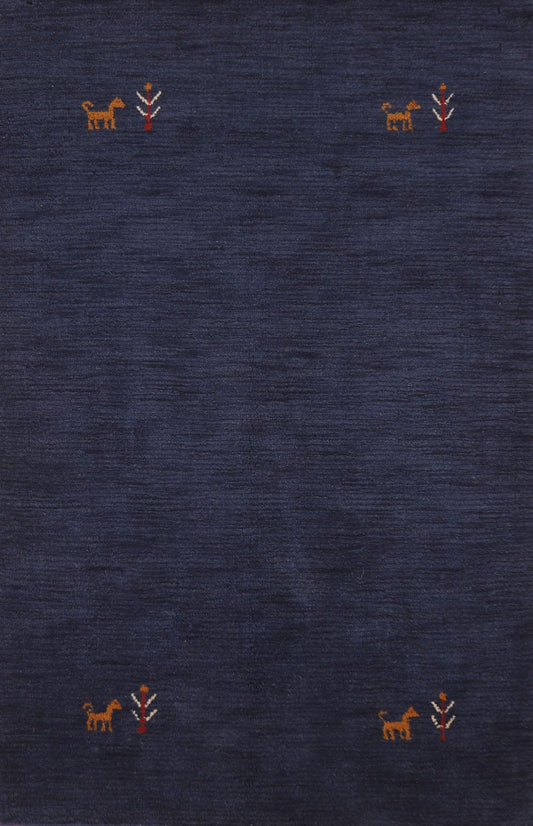 Navy Blue Gabbeh Oriental Area Rug 4x6