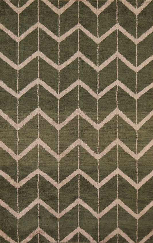 Green Chevron Gabbeh Oriental Area Rug 5x8