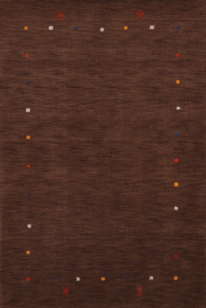 Brown Wool Gabbeh Oriental Area Rug 4x6