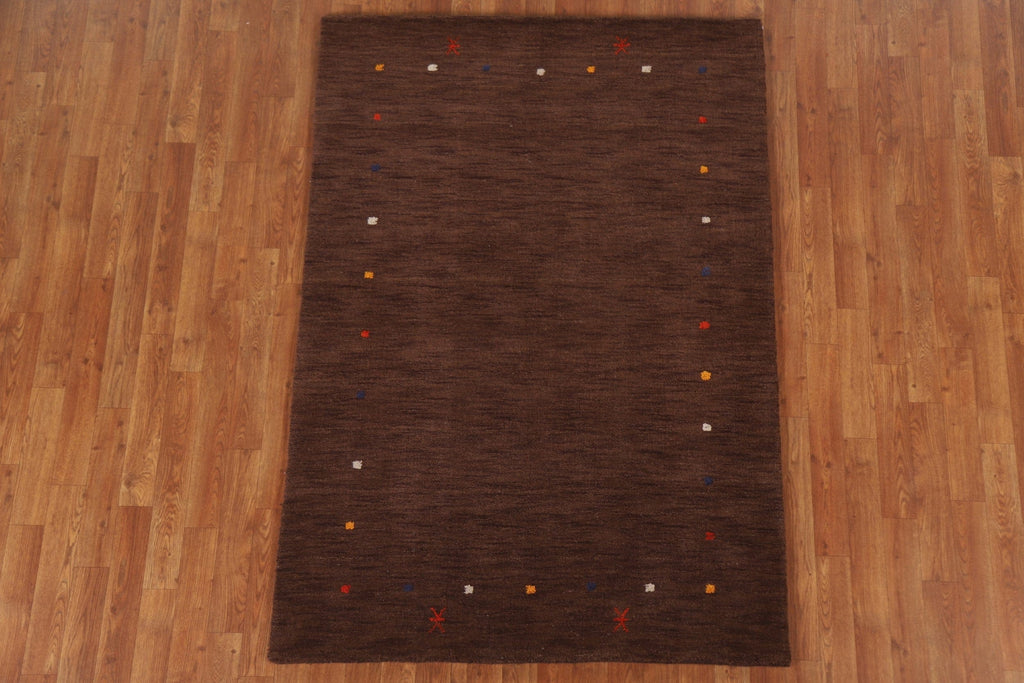 Brown Wool Gabbeh Oriental Area Rug 4x6