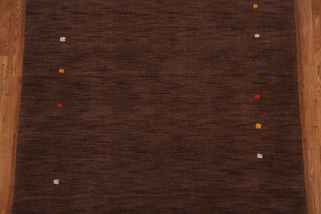 Brown Wool Gabbeh Oriental Area Rug 4x6